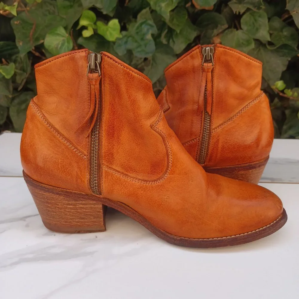 N.D.C Santa Monica Made By Hand Stacked Heel Zip Up Ankle Boots Size 37 - Picture 8 of 12